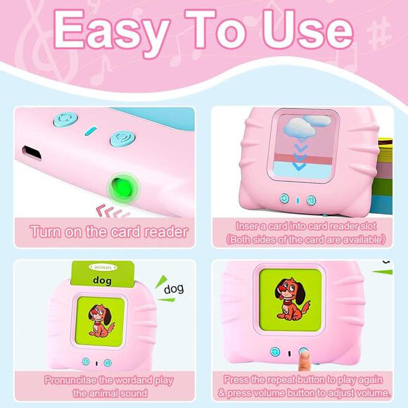 🔥Talking Sight Words Flash Cards Educational Makolle Pink BNWT🔥 - Picture 3 of 7